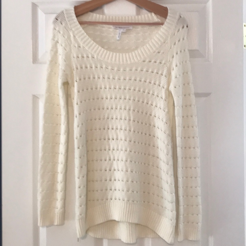 BCBG White Sweater w/ Gold Zippers